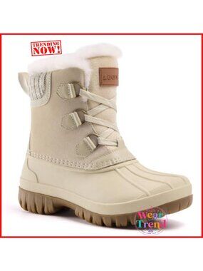 Waterproof Insulated Ankle Duck Boots Faux Fur Lined Snow Booties